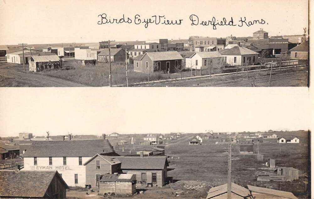 Deerfield Kansas Birds Eye View Real Photo Vintage Postcard AA29349 Mary L. Martin Ltd. Postcards