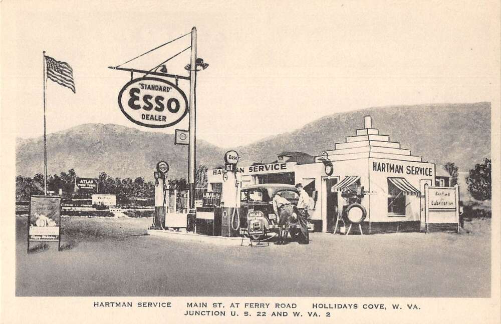 Hollidays Cove West Virginia Hartman Service Esso Gas Station PC