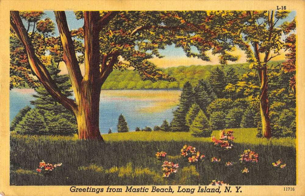 Mastic Beach Long Island New York Greetings Scenic View Linen Postcard AA30006 Mary L. Martin