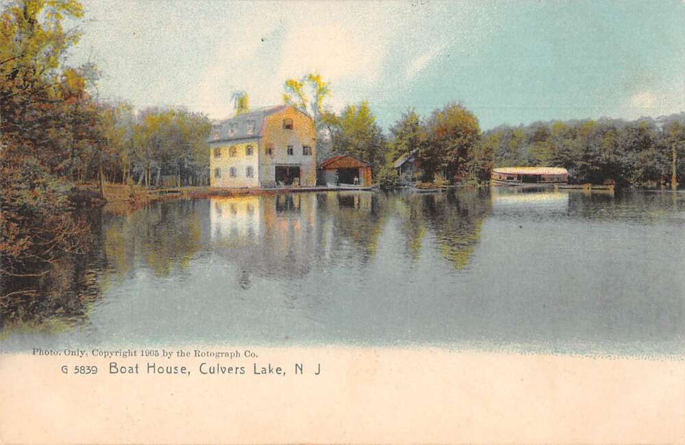 Culvers Lake New Jersey Boat House Vintage Postcard AA30047 Mary L