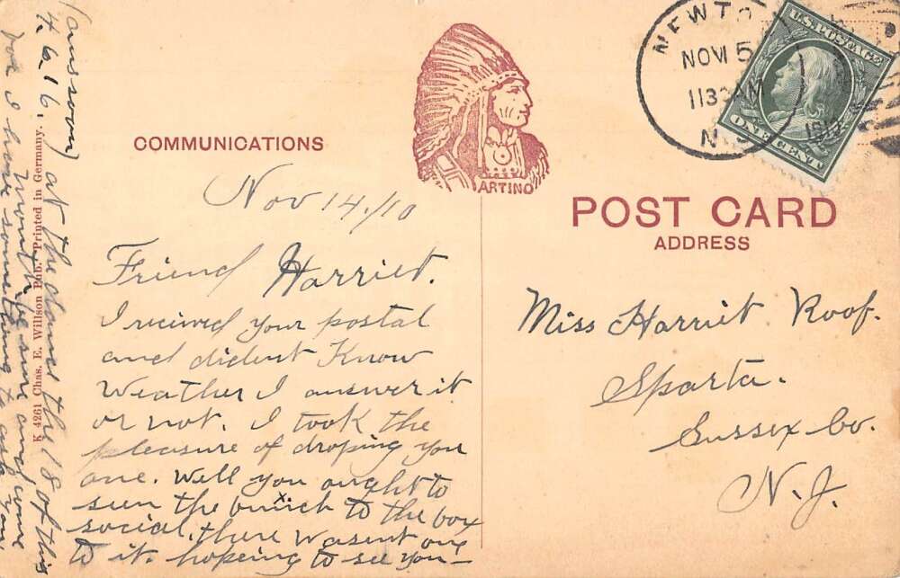 Branchville New Jersey Hotel Branchville Vintage Postcard AA30070 Mary L. Martin Ltd. Postcards