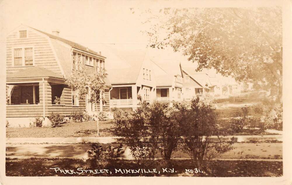 Mineville New York Park Street Real Photo Vintage Postcard AA30465