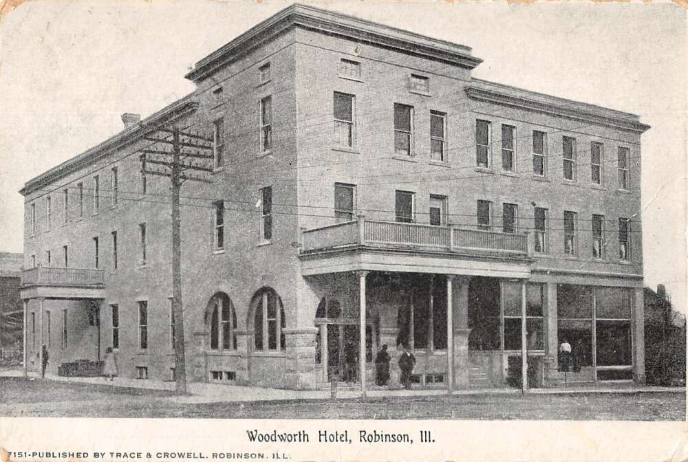 Robinson Illinois Woodworth Hotel Vintage Postcard AA30733