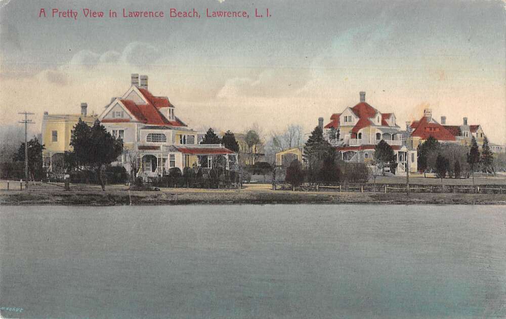 Lawrence Long Island New York Lawrence Beach Water Front Postcard