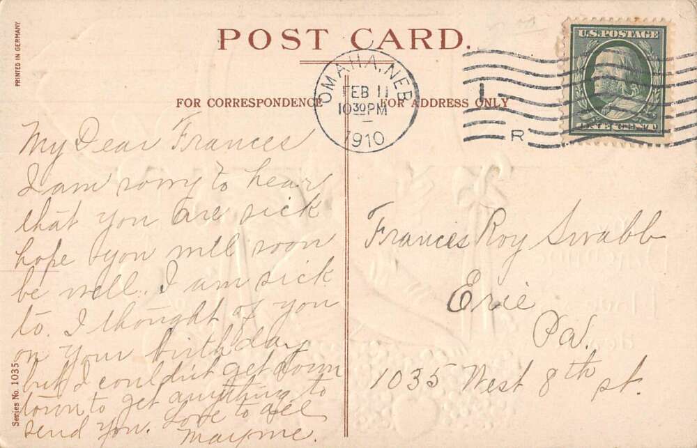 Valentines Greetings Cupid Hot Air Balloon Dirigible Vintage Postcard AA31138 - Image 2