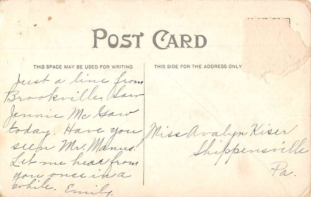 Brookville Pennsylvania Street Scene Winter Snow Vintage Postcard AA31151 - Image 2