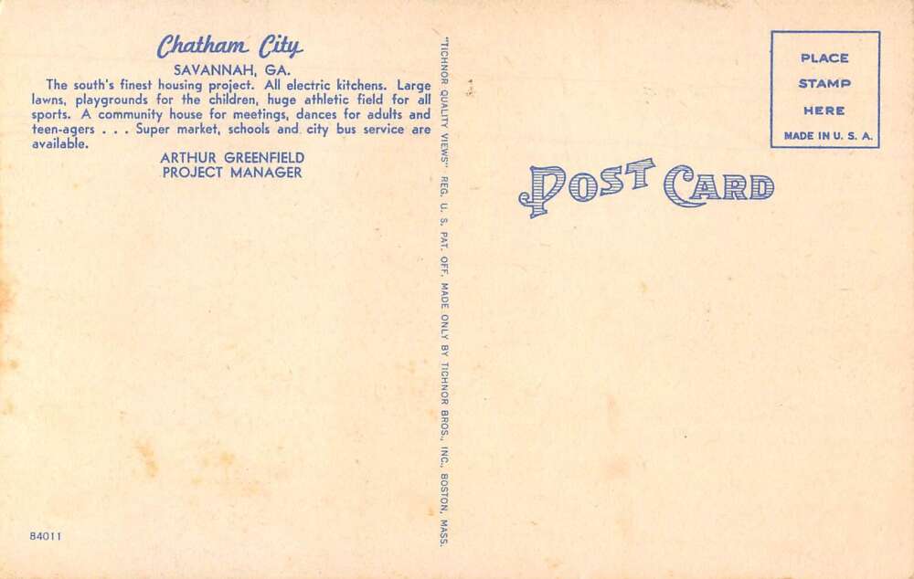 Savannah Georgia Chatham City Birds Eye View Vintage Postcard AA31499 - Image 2