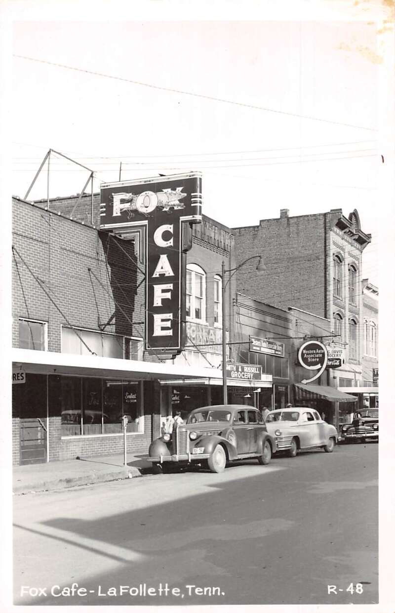 LaFollette Tennessee Fox Cafe Real Photo Vintage Postcard AA31596