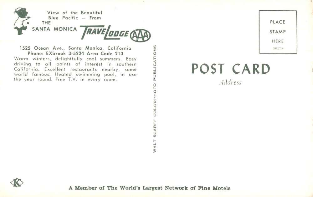 Santa Monica California Travelodge Swimming Pool Vintage Postcard AA31680 - Image 2