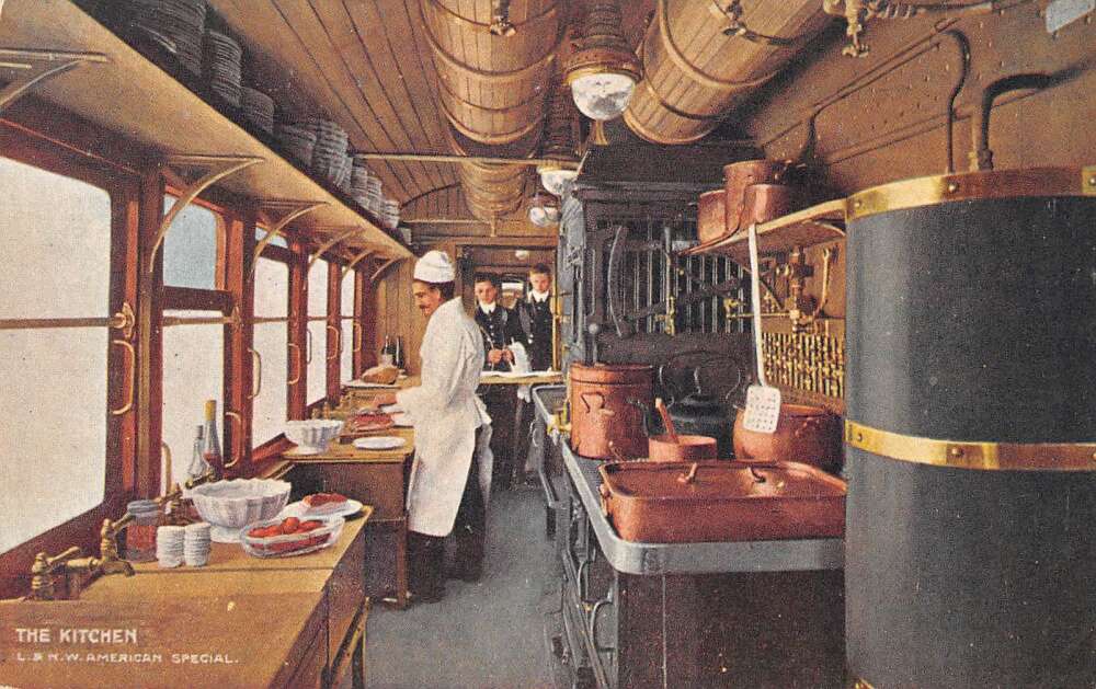 L and NW Railway Co America Via Liverpool Train Kitchen Vintage