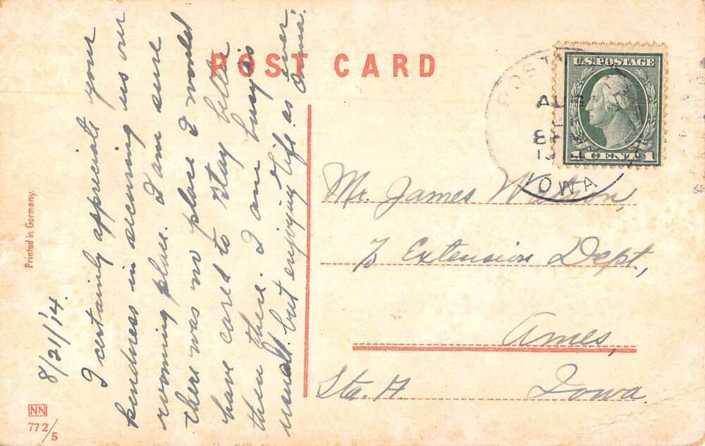 Guttenberg Iowa River Scene Steamer Vintage Postcard AA32154 Mary L