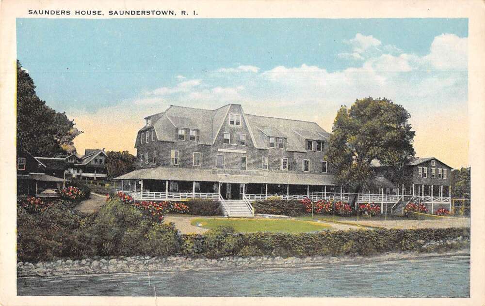 Saunderstown Rhode Island Saunders House Scenic View Vintage Postcard