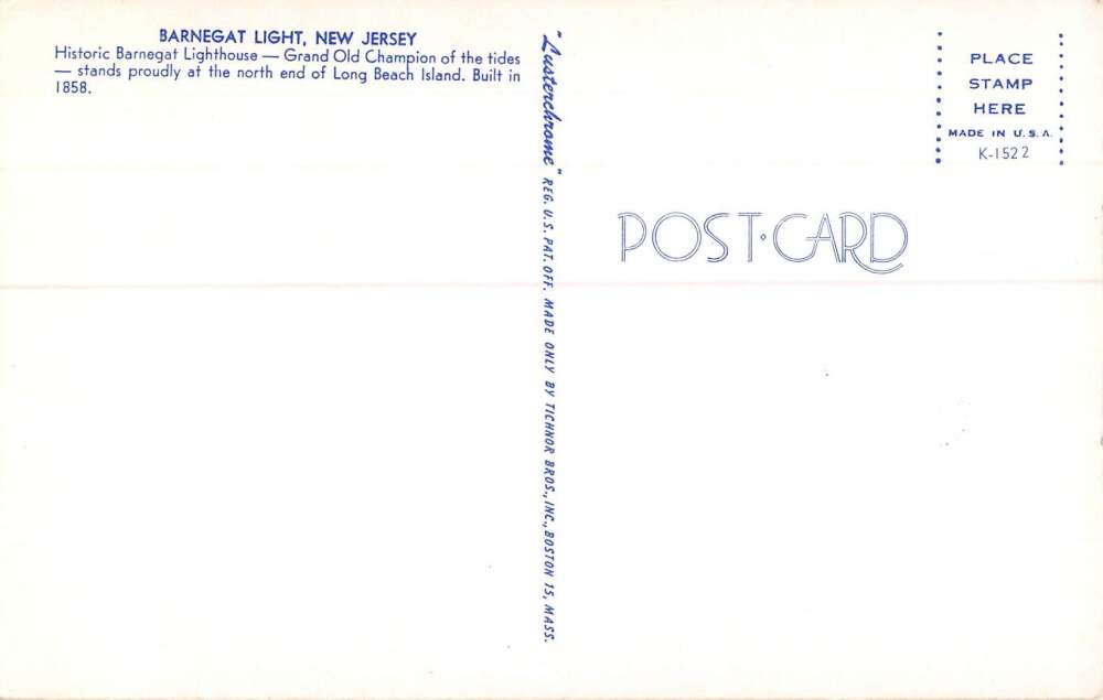 Barnegat Light New Jersey Long Island Beach Lighthouse Vintage Postcard AA33004 - Image 2