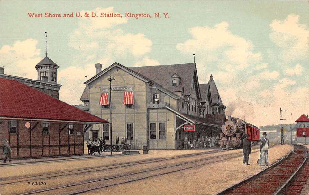 Kingston New York West Shore and Train Station Vintage Postcard AA33549