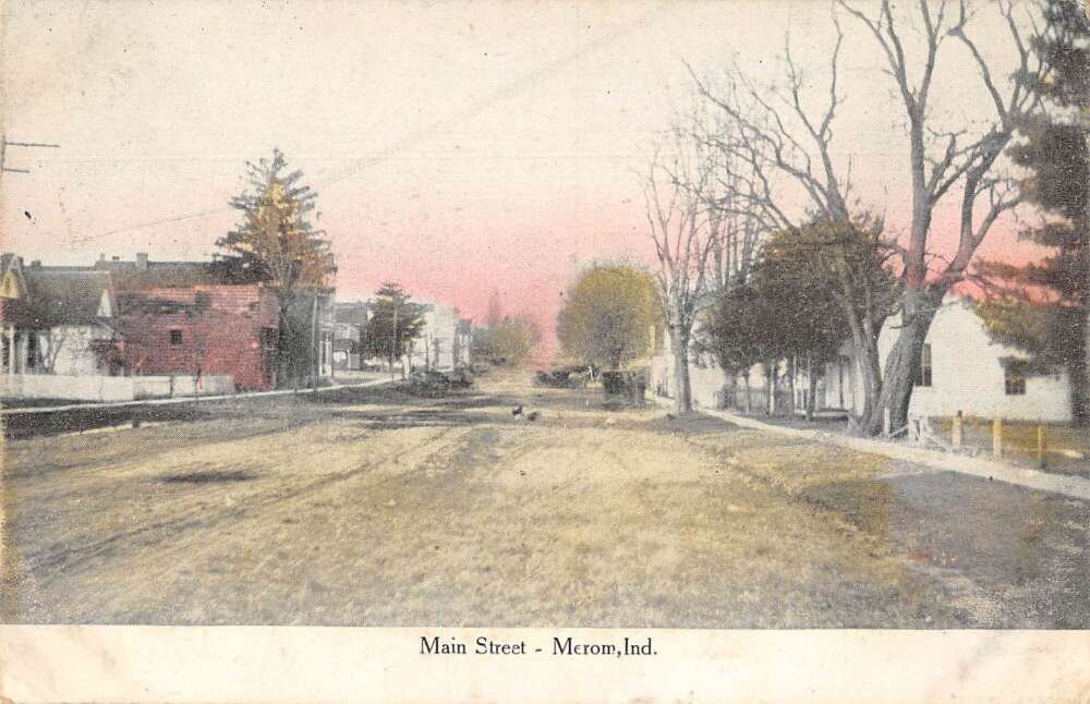 Merom Indiana Main Street Vintage Postcard AA33714 Mary L. Martin Ltd
