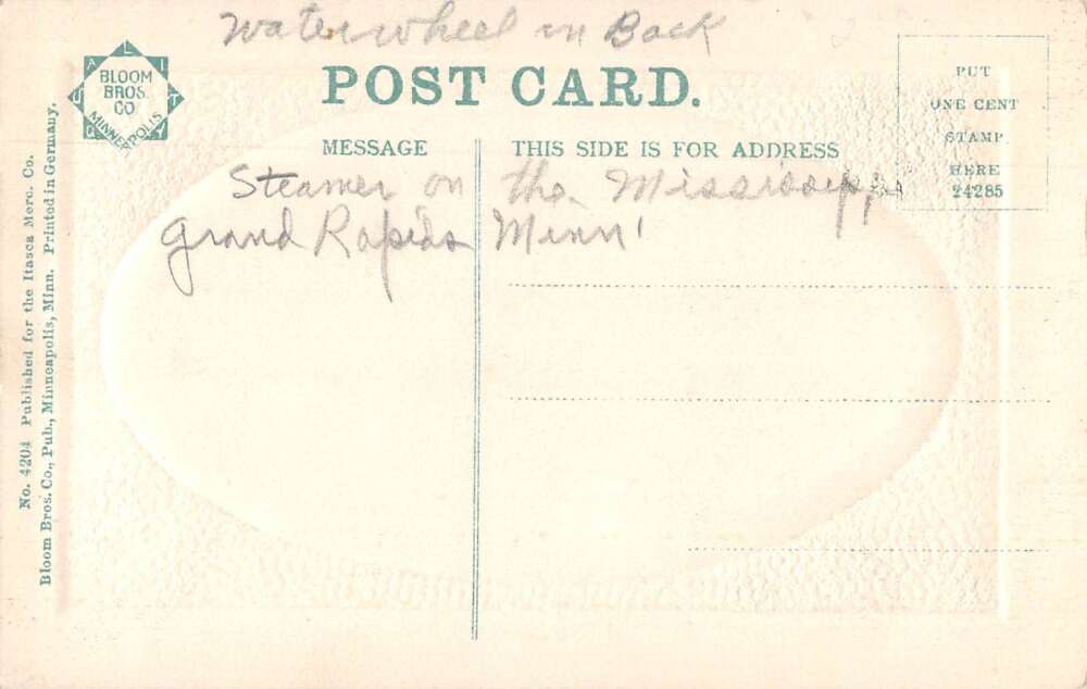 Grand Rapids Minnesota Streamer on the Mississippi Vintage Postcard AA34203 - Image 2