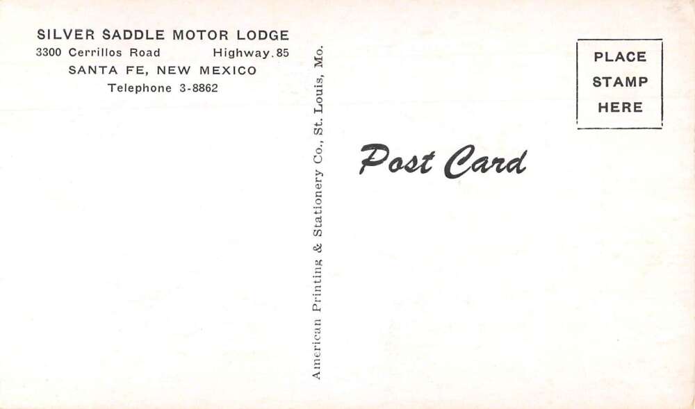 Santa Fe New Mexico Silver Saddle Motor Lodge Vintage Postcard AA35283 - Image 2