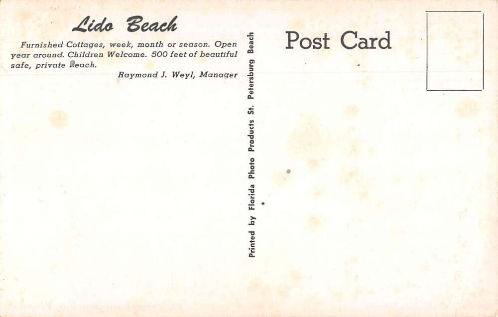 St Petersburg Florida Lido Beach Vintage Postcard AA35598 - Image 2