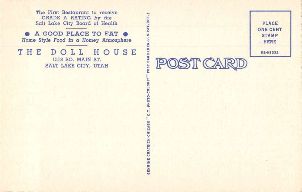 Salt Lake City Utah The Doll House Vintage Postcard AA37523 - Image 2
