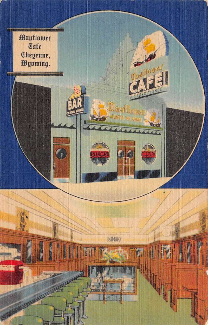 Cheyenne Wyoming Mayflower Cafe Vintage Postcard CC1724