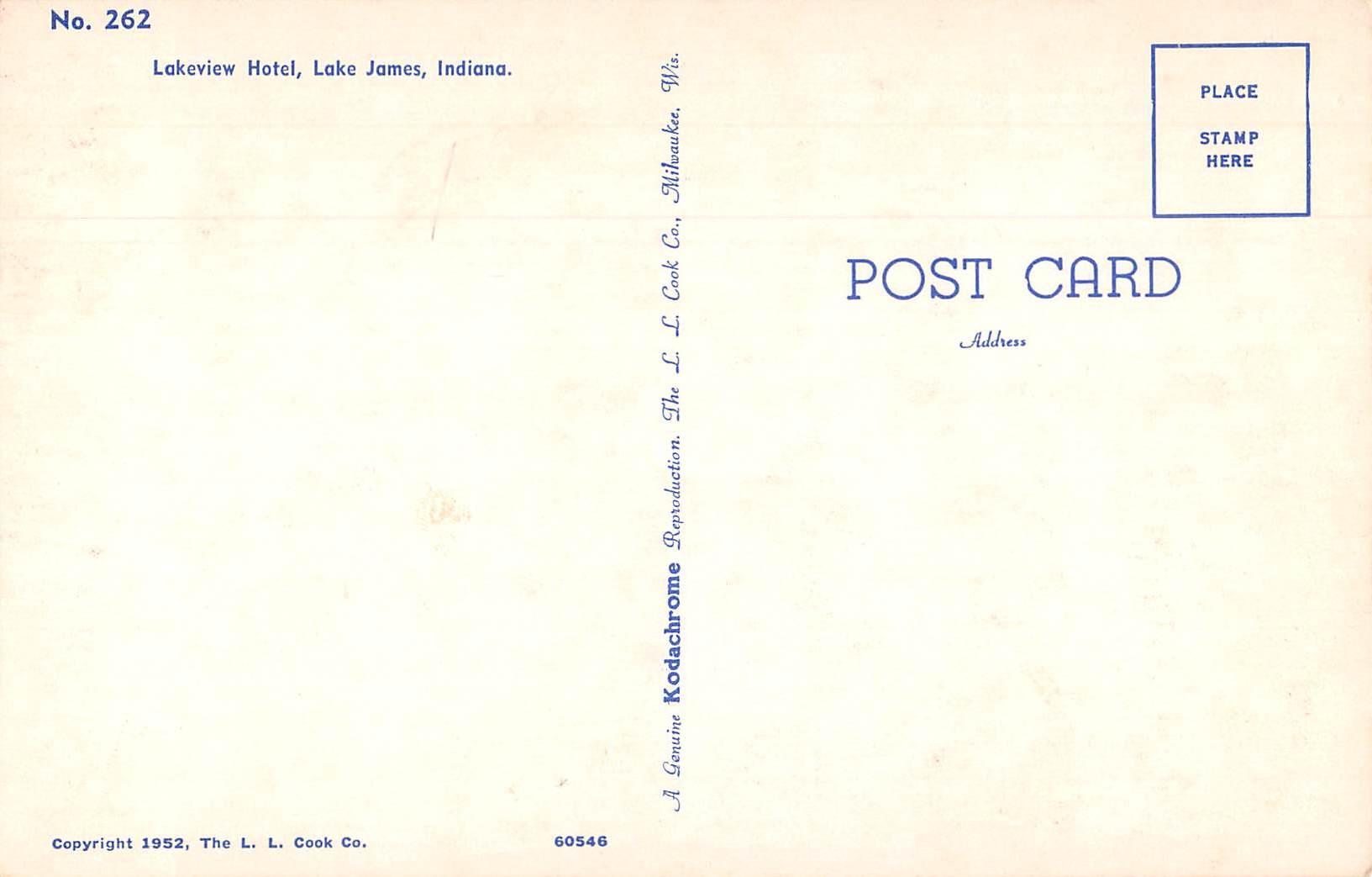 Lake James Indiana Lakeview Hotel Vintage Postcard AA39633 - Image 2