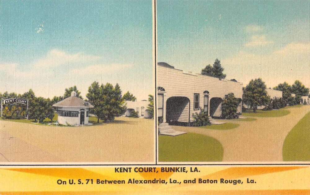 Bunkie Louisiana Kent Court Linen Vintage Postcard AA39512 - Mary 