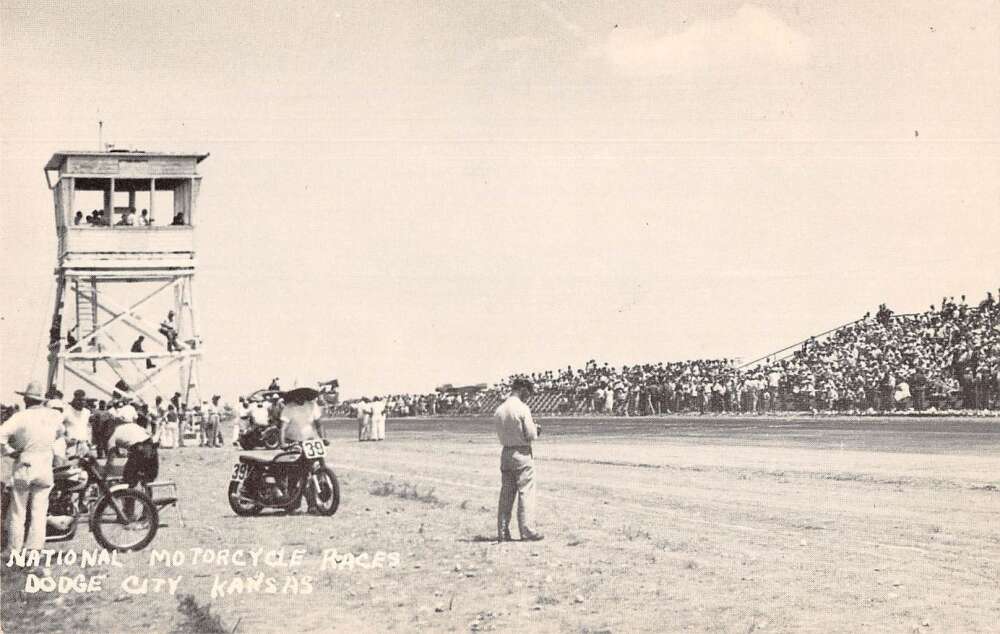 Dodge City Kansas National Motorcycle Races Vintage Postcard AA39887