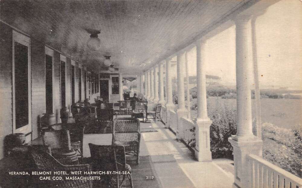 Cape Cod Massachusetts Belmont Hotel Veranda Vintage Postcard CC4203