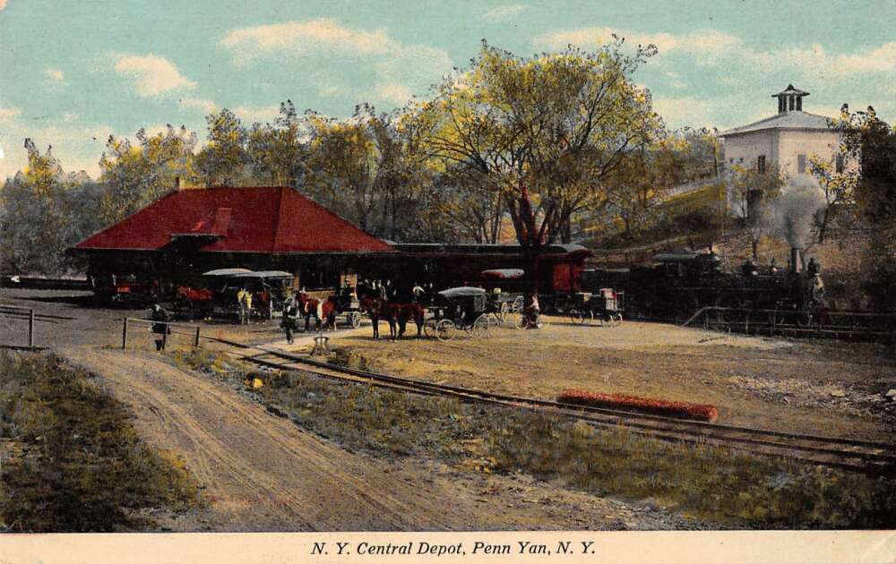 Penn Yan New York Central Depot Train Station Vintage Postcard AA41996