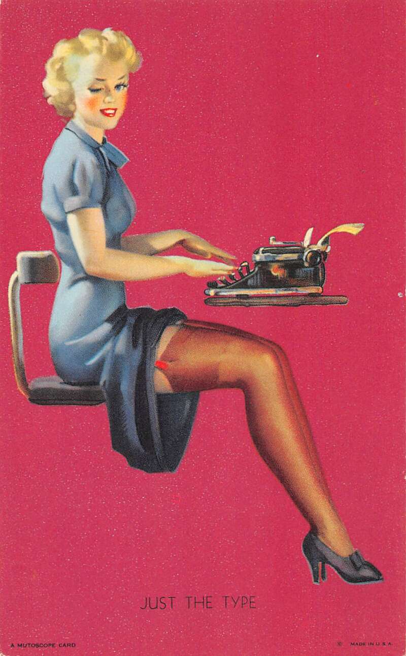 Pin Up Girl Secretary Typewriter Just The Type Mutoscope Arcade Card Aa44082 Mary L Martin
