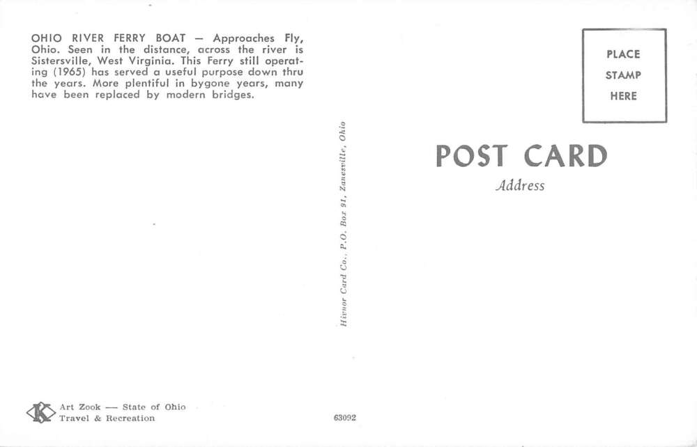 Sistersville West Virginia Ohio River Ferry Boat Car Ferry Postcard AA44387 - Image 2