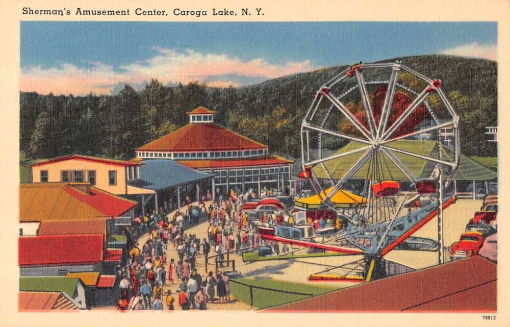 Caroga Lake New York Sherman's Amusement Center Ferris Wheel Postcard