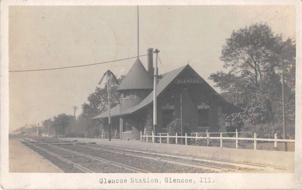 Glencoe Illinois Glencoe Train Station Depot Real Photo Postcard