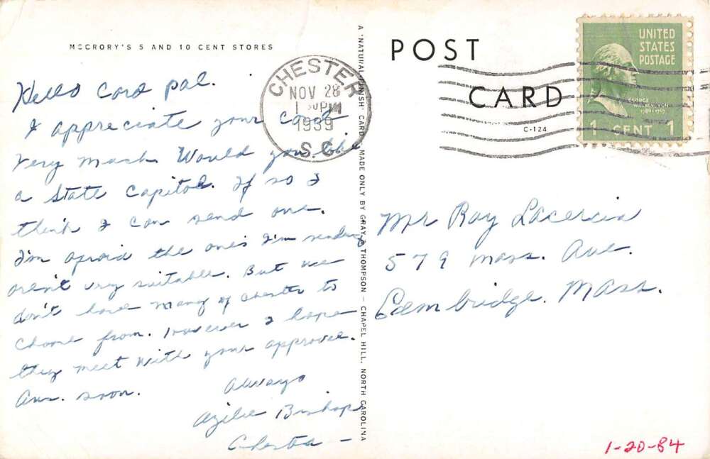 Chester South Carolina Country Club Vintage Postcard AA44801 - Image 2