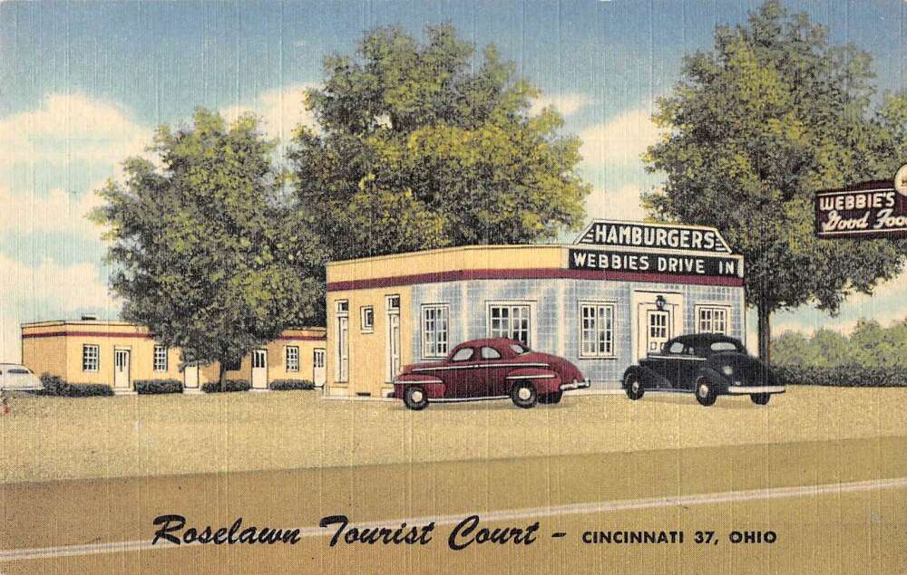 Cincinnati Ohio Roselawn Tourist Court bie's Restaurant Postcard