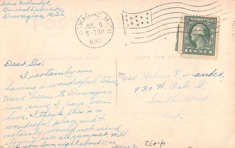 Dowagiac Michigan Indian Lake Boat Dock Real Photo Postcard AA46350