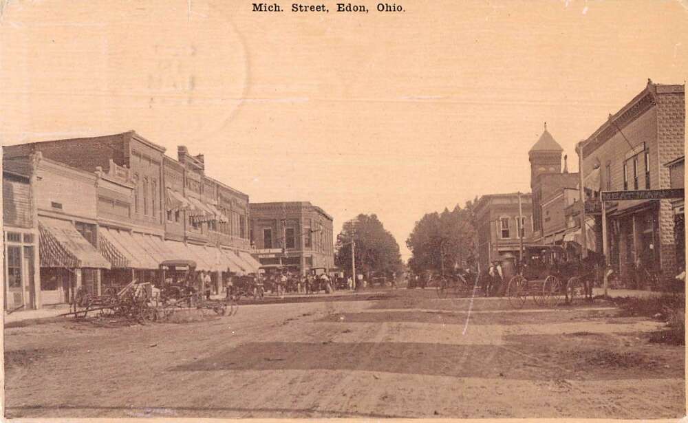 Edon Ohio Main Street Vintage Postcard AA47425 Mary L. Martin Ltd