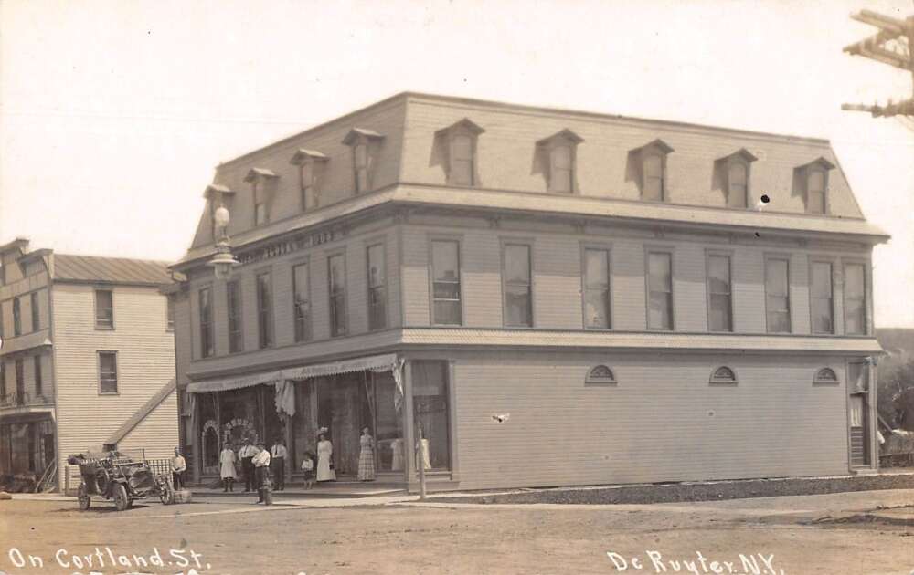 DeRuyter New York On Cortland Street Real Photo Vintage Postcard