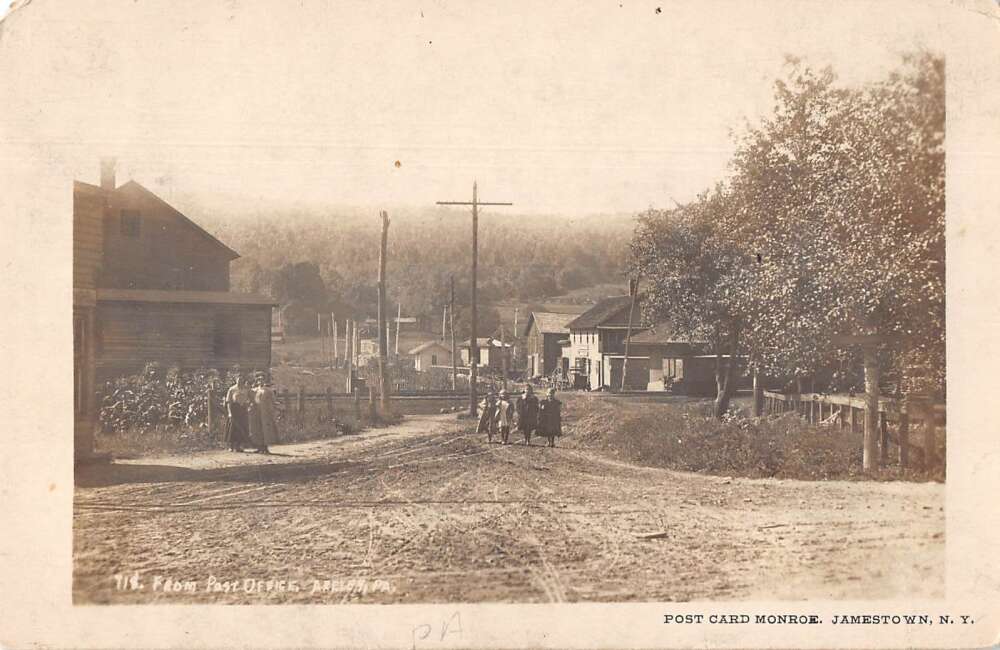 Akeley Pennsylvania View from Post Office Real Photo Vintage Postcard