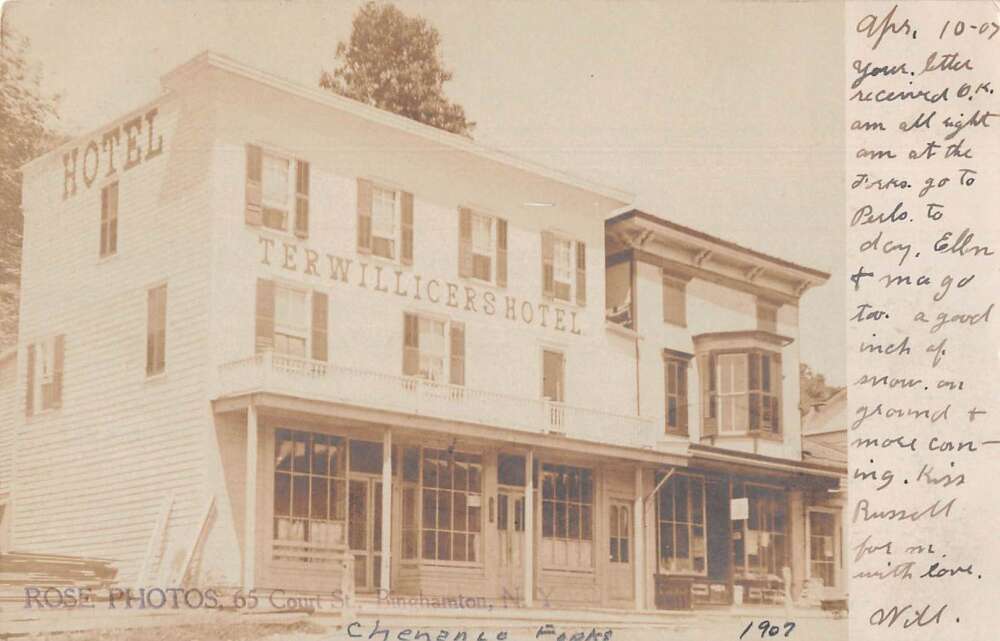 Chenango Forks New York Terwillcers Hotel Rose Real Photo Postcard