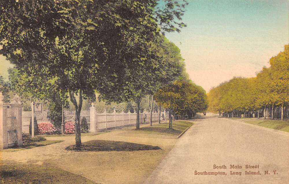 Southampton Long Island New York South Main Street Hand Colored PC AA49307