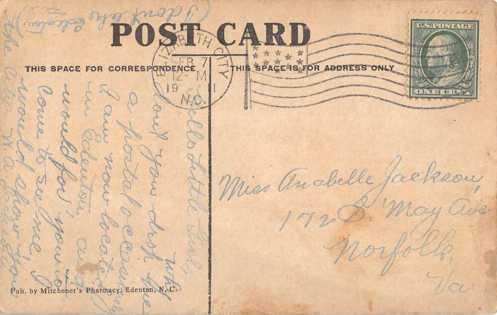 Edenton North Carolina Norfolk and Southern Motor Car Train Bridge PC AA49737 - Image 2