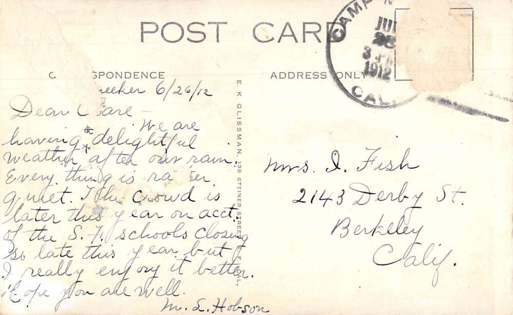 Camp Meeker California Train Station Vintage Postcard AA50375 - Image 2