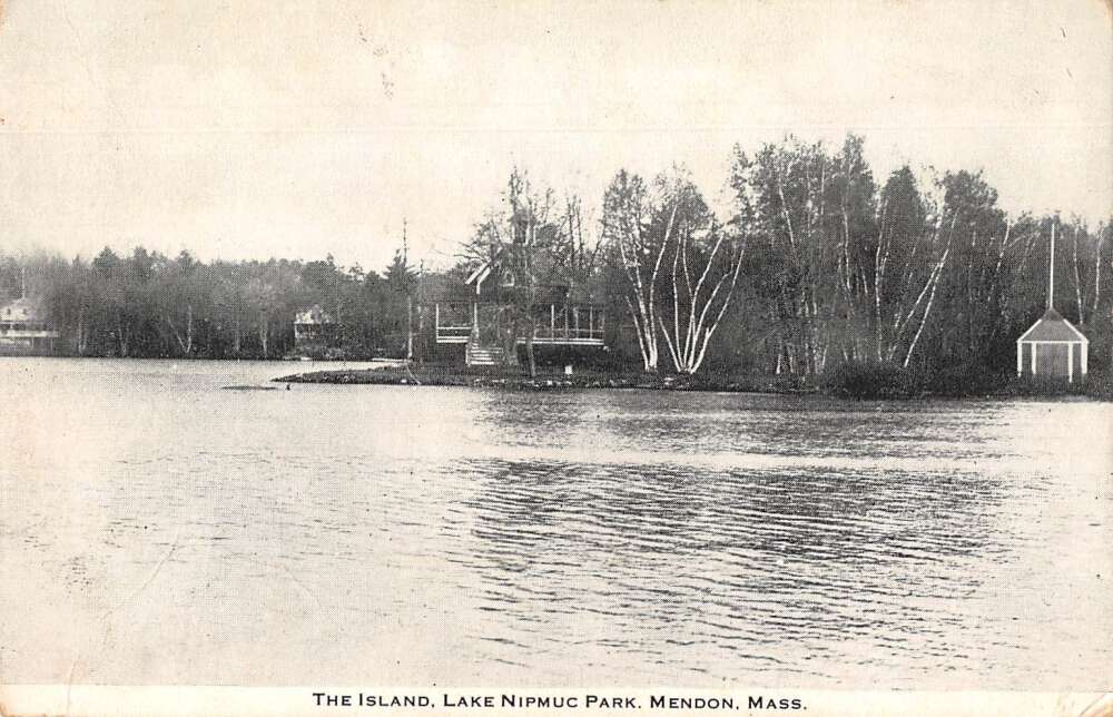 Mendon Massachusetts Lake Nipmuc Park The Island Vintage Postcard