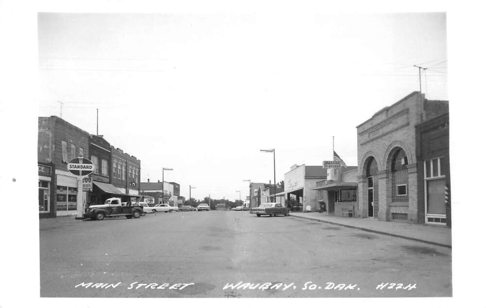 Waubay South Dakota Main Street Real Photo Vintage Postcard AA51199