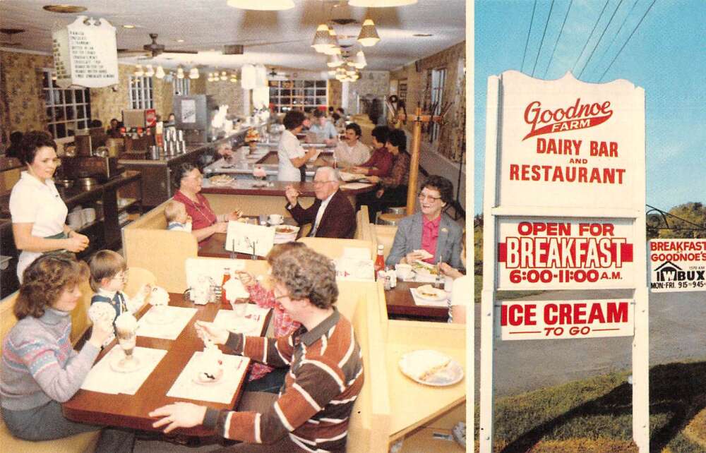 Newtown Pennsylvania Goodnoe Farm Dairy Bar Restaurant Vintage Postcard