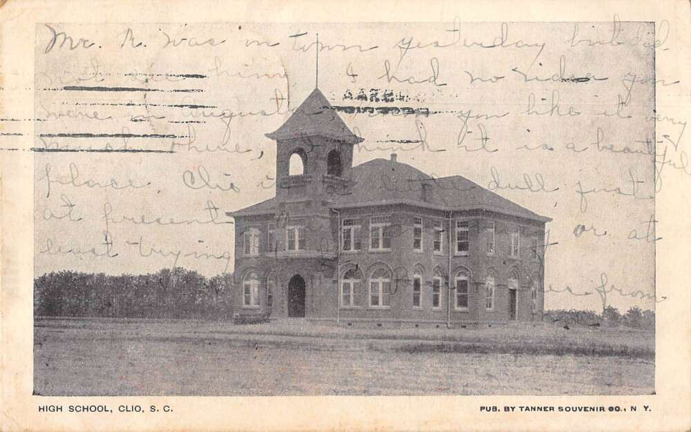 Clio South Carolina High School Vintage Postcard AA52181 Mary L