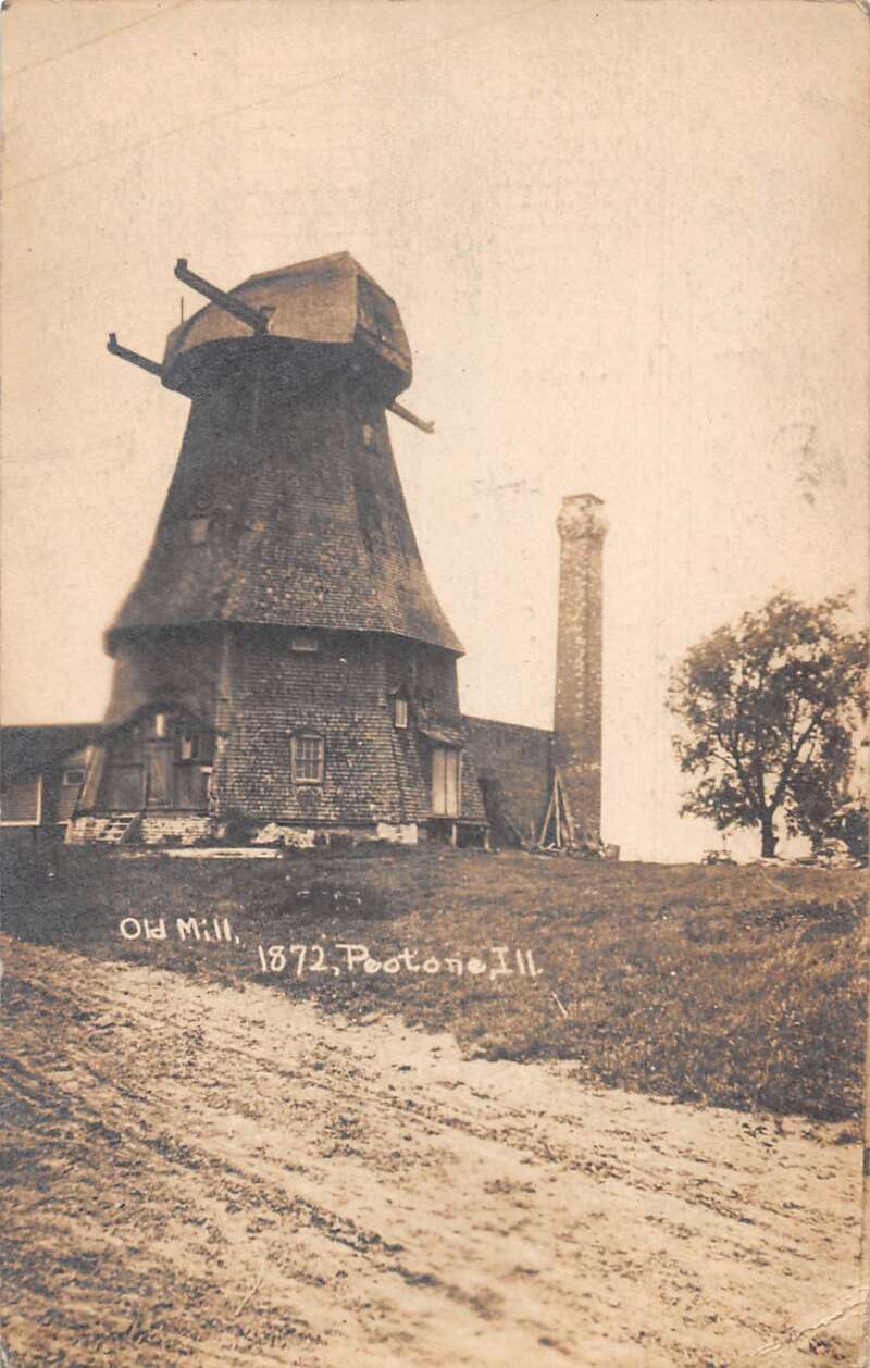 Peotone Illinois Old Mill Real Photo Vintage Postcard AA54014 Mary L