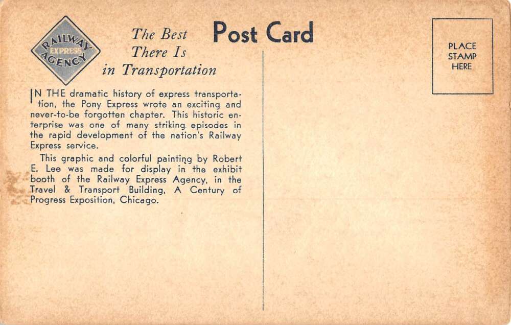 Chicago Illinois Century of Progress Pony Express Mural Postcard AA54023 - Image 2