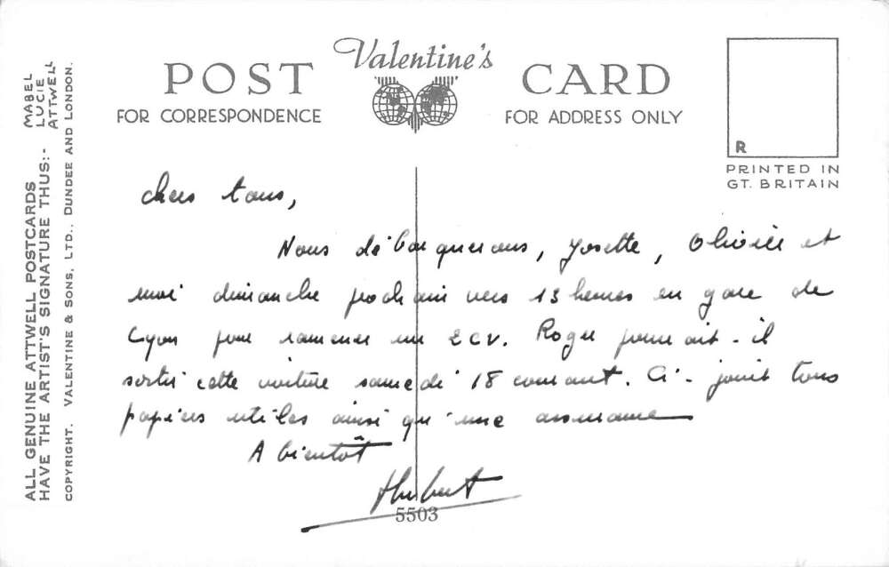 Girl with Dogs Cat Luggage Attwell Artist Signed Vintage Postcard AA54226 - Image 2